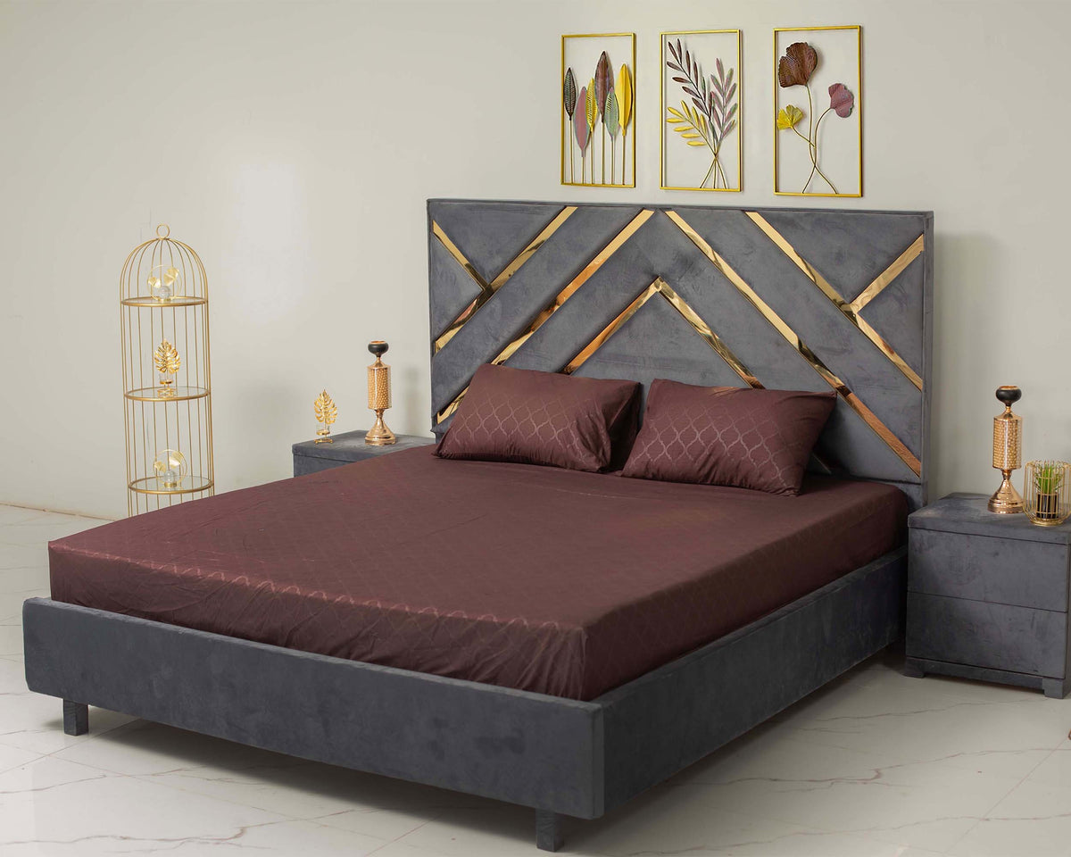 DOUBLE STRIPE BED SHEET (3 PCS FITTED) CHOCOLATE