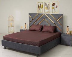 DOUBLE STRIPE BED SHEET (3 PCS FITTED) CHOCOLATE