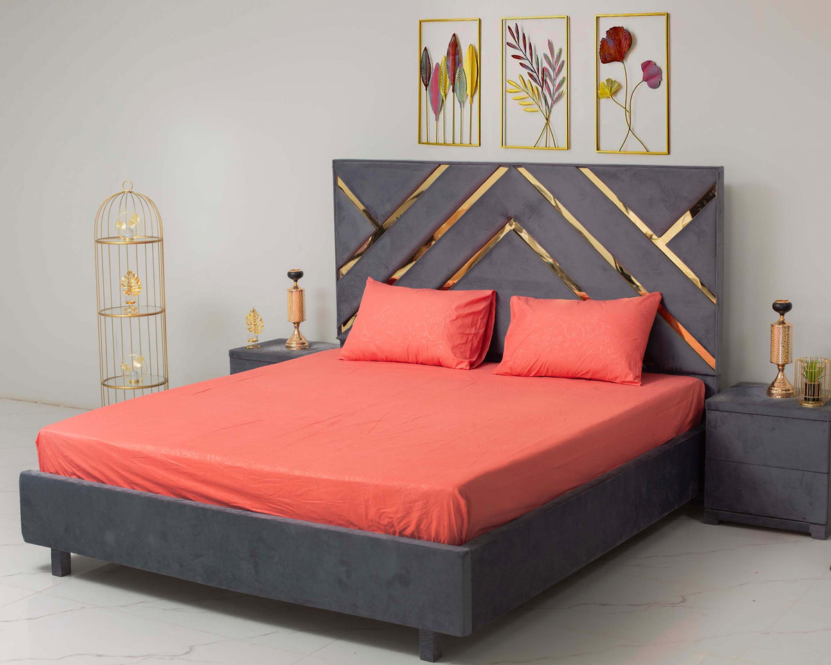 DOUBLE STRIPE BED SHEET (3 PCS FITTED) PINK
